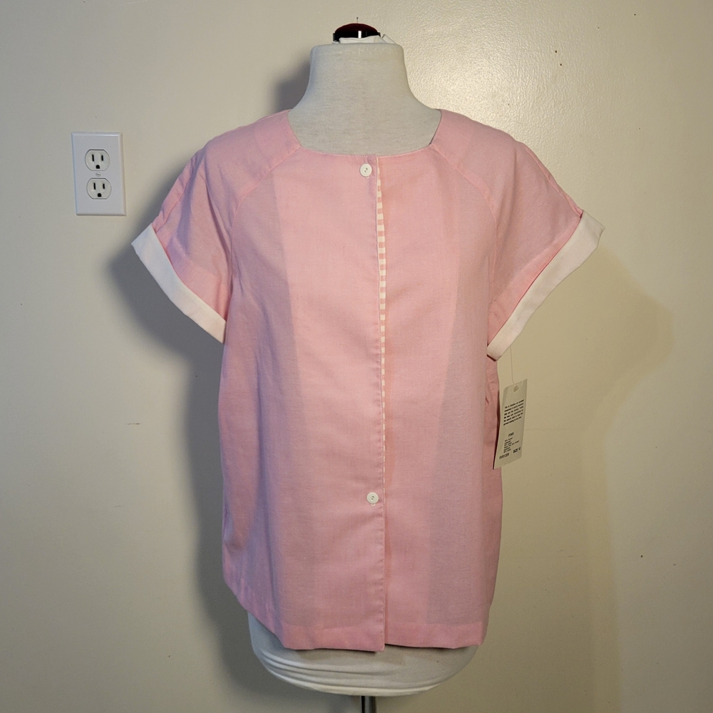 VTG NOS Catalina (Women's 10) Cotton Blend Pink Button-Down Short Sleeve Top